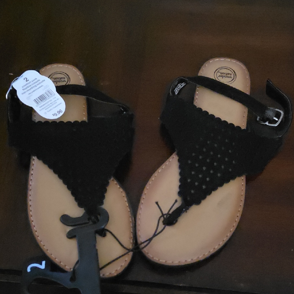 Wonder Nation Black Kids Sandals